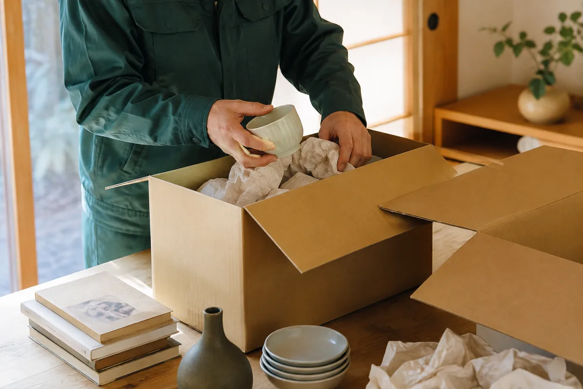 家財を丁寧に仕分ける作業風景（AI生成イメージ）